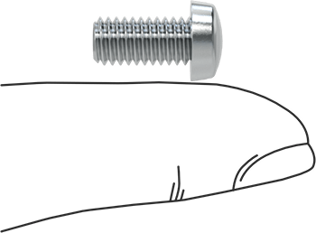 Image of Product. Side1 orientation. Contains SizingReference. Zinc-Plated Steel Narrow Cheese Head Slotted Screw, M6 x 1 mm Thread, 12 mm Long, 10 mm Head Diameter.