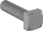 Image of Product. Front orientation. Square Head Screws. Low-Strength ASTM Grade A Steel Square Head Screws, Fully Threaded.