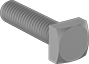 Image of Product. Fully Threaded. Front orientation. Square Head Screws. Low-Strength ASTM Grade A Steel Square Head Screws, Fully Threaded.