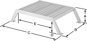 Image of Product. Front orientation. Contains Annotated. Crossover Stairs. Low-Height Crossover Stairs, 1 Step.