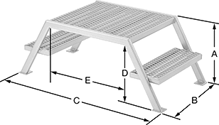 Image of Attribute. Front orientation. Contains Annotated. Crossover Stairs. Low-Height Crossover Stairs, 2 Steps.