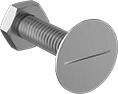 Image of Product. Back orientation. Elevator Bolts. Ribbed Neck.