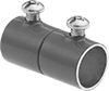 Image of Product. Screw-Clamp Connection. Front orientation. Conduit and Fittings. Thin-Wall (EMT) Metal Conduit and Fittings, Straight, Connector Fitting, Screw-Clamp Conduit Connection.