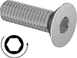 Image of Product. Front orientation. Contains MultipleImages. Flat Head Screws. Left-Hand-Thread Stainless Steel Hex-Drive Flat Head Screws.