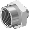 Image of Product. Female x Female. Front orientation. Pipe and Fittings. High-Pressure Brass and Bronze Threaded Pipe Fittings, Straight Adapters, Threaded Fitting Connection, Female, Hex Body.