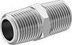 Image of Product. Male. Front orientation. Pipe and Fittings. High-Pressure Brass and Bronze Threaded Pipe Fittings, Straight Connectors, Threaded Fitting Connection, Male, Hex Body.