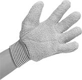 Image of ProductInUse. Cotton Terry Fabric with Knit Cuff. Front orientation. Gloves. Heat-Protection Gloves, Cotton Terry Fabric, Knit Cuff.