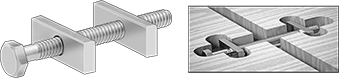 Image of ProductInUse. Front orientation. Contains MultipleImages. Joint Clamps for Wood. Recessed-Mount Joint Clamps for Wood, Hex Head.