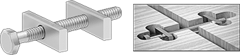 Image of ProductInUse. Hex. Front orientation. Contains MultipleImages. Joint Clamps for Wood. Recessed-Mount Joint Clamps for Wood, Hex Head.