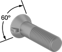 Image of Specification. Back orientation. Contains Annotated. Plow Bolts. Key-Locking-Neck Flat-Head Plow Bolts, Partially Threaded.