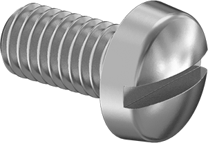 Image of Product. Front orientation. 316 Stainless Steel Slotted Screws, Cheese Head, M3 x 0.5 mm Thread Size, 6 mm Long.