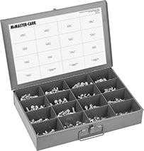 Image of Product. Front orientation. Hex Head Screws. Stainless Steel Flanged Hex Head Screw and Nut Assortments.