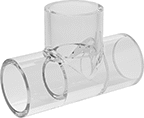 Image of Product. Female. Front orientation. Pipe and Fittings. Clear-View Standard-Wall Plastic Pipe Fittings for Water, Tee Connectors, Cement Socket Female.