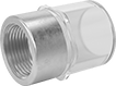 Image of Product. Female × Female (Back). Back orientation. Pipe and Fittings. Clear-View Standard-Wall Plastic Pipe Fittings for Water, Straight Adapters with Collar, Cement-Socket Fitting Connection, Female, Threaded Fitting Connection, Hex Body.