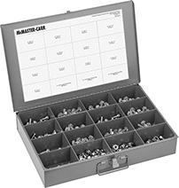 Image of Product. Front orientation. Hex Head Screws. Stainless Steel Serrated-Flange Hex Head Screw and Nut Assortments.