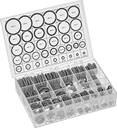 Image of Product. Front orientation. O-Rings. Weather- and Oil-Resistant HNBR O-Ring Assortments, 360 Pieces.