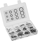 Image of Product. Front orientation. O-Rings. Weather- and Oil-Resistant HNBR O-Ring Assortments, 200 Pieces.