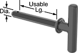 Image of Product. Front orientation. Contains Annotated. Clevis Pins. T-Handle Clevis Pins.