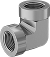 Image of Product. NPT Female. Front orientation. Pipe and Fittings. Precision High-Pressure Brass and Bronze Threaded Pipe Fittings, 90° Elbow Connectors, Threaded Fitting Connection, Female.