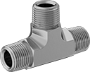 Image of Product. NPT Male. Front orientation. Pipe and Fittings. Precision High-Pressure Brass and Bronze Threaded Pipe Fittings, Tee Connectors, Threaded Fitting Connection, Male.