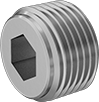 Image of Product. NPT Male. Front orientation. Pipe and Fittings. Precision High-Pressure Brass and Bronze Threaded Pipe Fittings, Hex-Drive Plugs, Threaded Fitting Connection, Male.