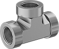 Image of Product. NPT Female. Front orientation. Pipe and Fittings. Precision High-Pressure Brass and Bronze Threaded Pipe Fittings, Tee Connectors, Threaded Fitting Connection, Female.