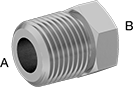 Image of Product. Male × Female. Front orientation. Contains Annotated. Pipe and Fittings. Precision High-Pressure Brass and Bronze Threaded Pipe Fittings, Bushing Straight Reducing Adapters, Male, Threaded Fitting Connection, Female, Hex Body.