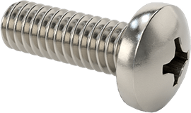 Image of Product. Front orientation. 316 Stainless Steel Pan Head Phillips Screw, Super-Corrosion-Resistant, 8-32 Thread Size, 1/2" Long.