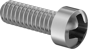 Image of Product. Front orientation. Narrow Fillister Head Phillips Screws, High-Profile, 2-56 Thread, 1/4" Long.