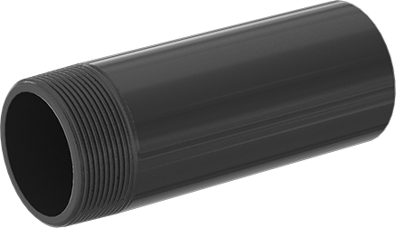 Image of Product. Front orientation. Thick-Wall Dark Gray PVC Pipe Nipple for Water, Threaded on One End, 2 NPT, 6" Long.