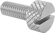 Image of Product. Front orientation. Thumb Screws. Slotted Stainless Steel Knurled-Head Thumb Screws.