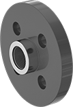 Image of Product. Front. Front orientation. Pipe and Fittings. Thick-Wall Plastic Pipe Flanges for Water, Flanges with Collar, Flanged Fitting Connection, Threaded Fitting Connection, Female, Raised Surface.