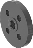 Image of Product. Raised Surface on Back. Back orientation. Pipe and Fittings. Thick-Wall Plastic Pipe Flanges for Water, Flanges with Collar, Flanged Fitting Connection, Threaded Fitting Connection, Female, Raised Surface.