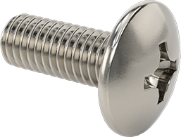 Image of Product. Front orientation. Extra-Wide Truss Head Phillips Screws, Passivated 18-8 Stainless Steel, 10-32 Thread, 1/2" Long.