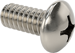 Image of Product. Front orientation. Passivated 18-8 Stainless Steel Pan Head Phillips Screw, 4-40 Thread, 1/4" Long.