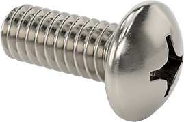 Image of Product. Front orientation. Passivated 18-8 Stainless Steel Pan Head Phillips Screw, 1/4"-20 Thread, 5/8" Long.