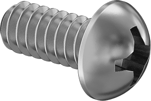 Image of Product. Front orientation. Stainless Steel Decorative Round Head Phillips Screws, 4-40 Thread Size, 1/4" Long.