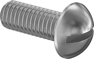 Image of Product. Front orientation. 18-8 Stainless Steel Round Head Slotted Screws, Decorative, 10-32 Thread Size, 1/2" Long.