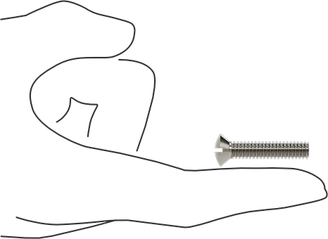 Image of Product. Side1 orientation. Contains SizingReference. 18-8 Stainless Steel Slotted Oval Head Screws, 1/4"-20 Thread Size, 1-1/4" Long.