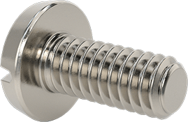 Image of Product. Back orientation. Stainless Steel Binding Head Slotted Screws, 8-32 Thread, 3/8" Long.