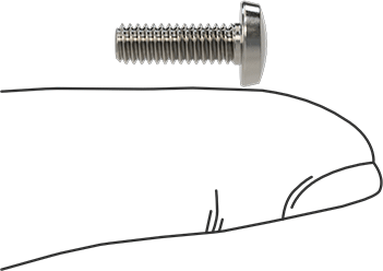 Image of Product. Side1 orientation. Contains SizingReference. Stainless Steel Binding Head Slotted Screws, 8-32 Thread, 1/2" Long.