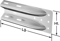 Image of Product. Front orientation. Contains Annotated. Guardrails. Highway-Style Guardrails, End Pieces, Anchor Bracket.