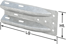 Image of Product. Front orientation. Guardrails. Highway-Style Guardrails, End Pieces, Anchor Bracket.