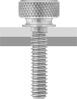 Image of ProductInUse. Front orientation. Stainless Steel Flared-Collar Knurled-Head Thumb Screw, 8-32 Thread Size, 1/2" Long.
