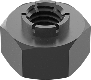 Image of Product. Front orientation. 18-8 Stainless Steel Flex-Top Locknut for Heavy Vibration, Black-Oxide Finish, 10-32 Thread Size.