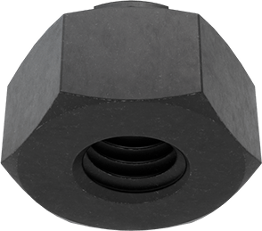 Image of Product. Bottom orientation. 18-8 Stainless Steel Flex-Top Locknut for Heavy Vibration, Black-Oxide, 10-32 Thread Size, Corrosion-Resistant.