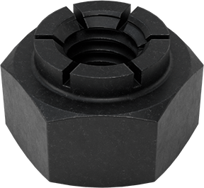Image of Product. Bottom orientation. 18-8 Stainless Steel Flex-Top Locknut for Heavy Vibration, Black-Oxide, 10-32 Thread Size, Corrosion-Resistant.