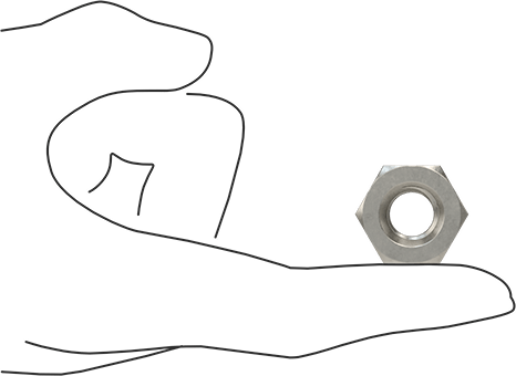 Image of Product. Side1 orientation. Contains SizingReference. 18-8 Stainless Steel Heavy-Profile Hex Nut, 1/2"-13 Thread Size.