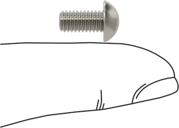Image of Product. Side1 orientation. Contains SizingReference. 316 Stainless Steel Decorative Round Head Slotted Screws, 10-32 Thread, 3/8" Long.