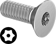 Image of Product. Front orientation. Contains MultipleImages. Flat Head Screws. Tamper-Resistant Torx Stainless Steel Flat Head Screws.